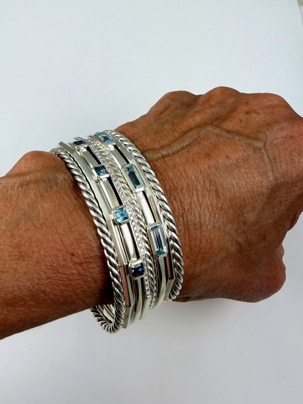 DAVID YURMAN WIDE STAX DIAMOND TOPAZ BRACELET - Picture 4 of 5